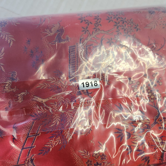 Vintage Oriental Kimono Robe L Red Black Satin Asian Print Lounge Duster Boho - Picture 9 of 9